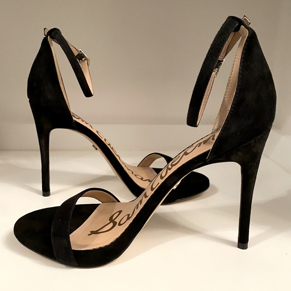 Sam Edelman Ariella ankle strap black suede heels